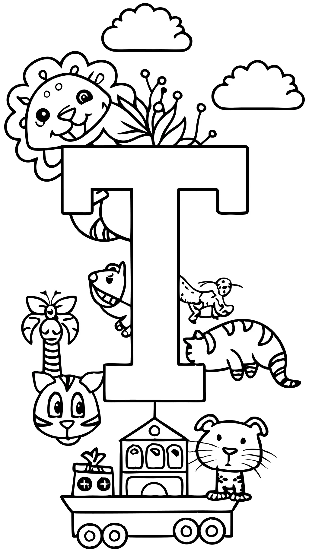 coloring pages for the letter t